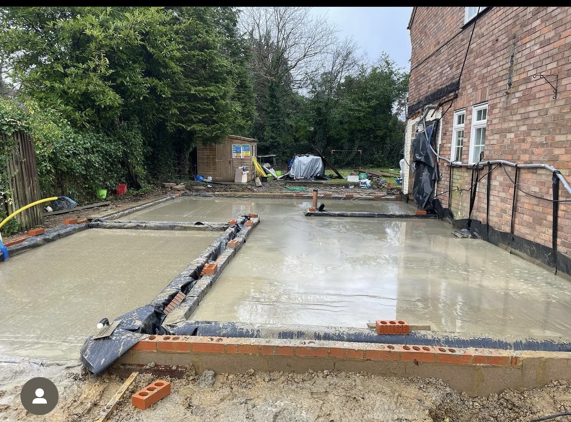 Concrete base and slab groundworks project